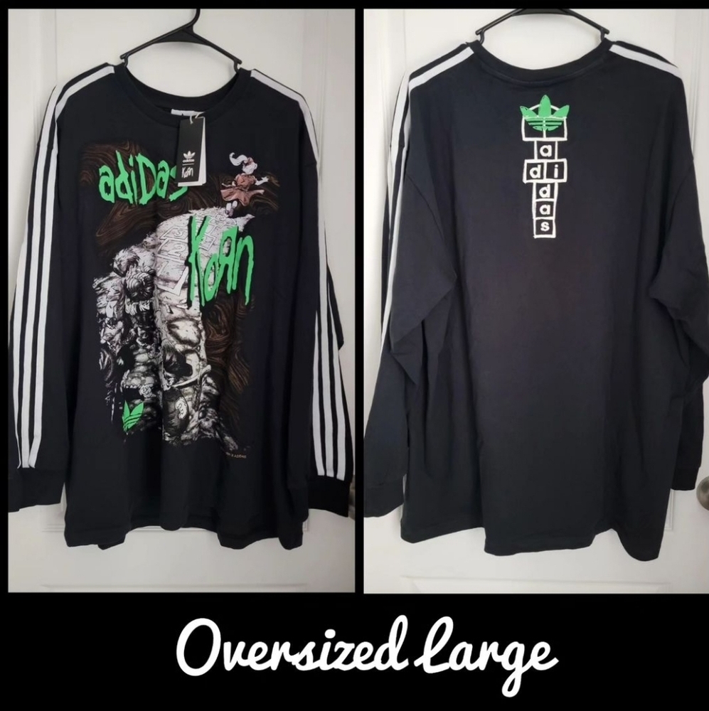 Adidas X Korn Follow The Leader Long Sleeve Oversized Shirt Size L Large NWT